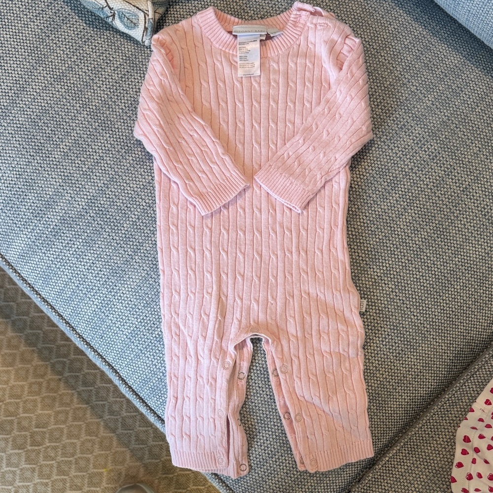 Cozy Pink Cable Knit Kids Footie